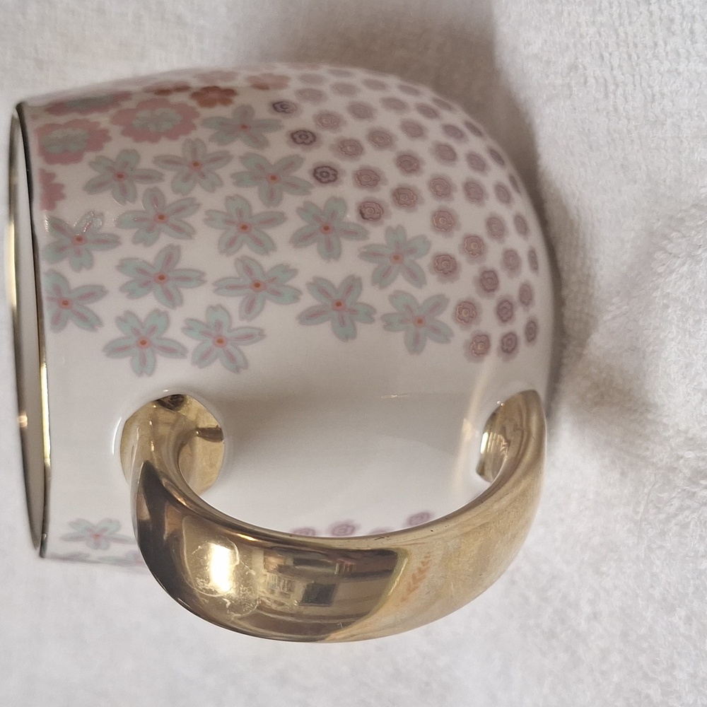 Thyme & Table Floral Coffee Mug Gold Handle Boho Pink Ceramic Tea Cup Cute - Picture 5 of 8